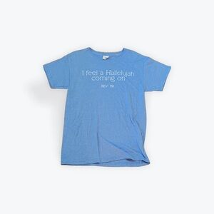 Blue Graphic Tee with 'I Feel a Hallelujah' Print